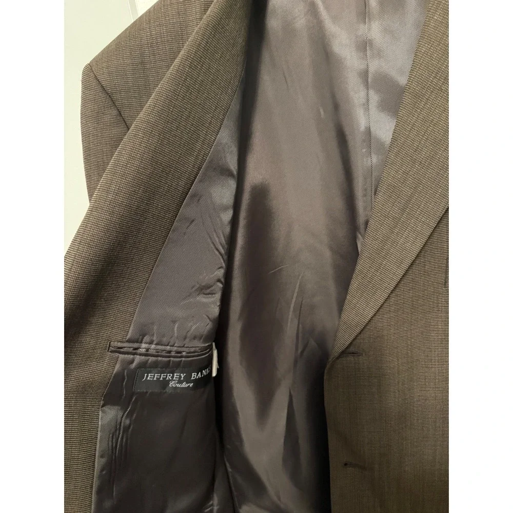 Jeffrey Banks Couture Men's Brown 100% Pure Wool Blazer Sport Coat‎ 46L